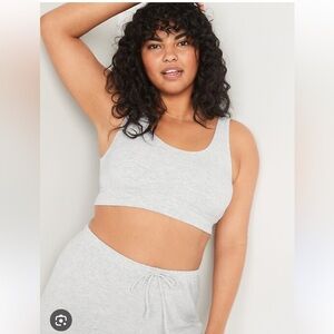 EUC Old Navy Sleep Sunday XXL Gray Rib Knit Smocked Bralettes Lounge Top